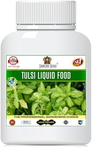 Sansar Agro® Tulsi Food Liquid Fertilizer, Premium Essential Liquid Fertilizer for the Best Growth of Holy Bisil Plants with Growth Nutrients and Charged Micro-organism (250 ml)
