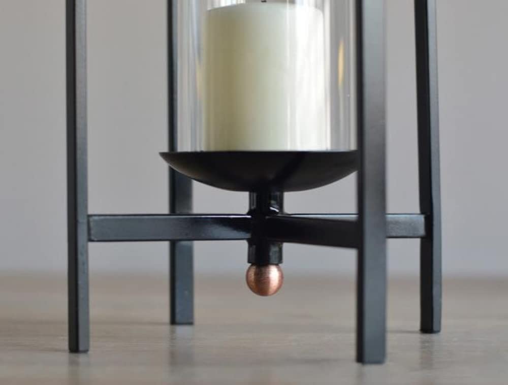 Lanterne décorative en métal, bougeoir en fer forgé pour la maison, bougeoir créatif tendance noir pour le salon - L