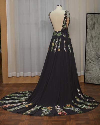 Floral Wedding Dresses for Bride Embroidered Chiffon Bridal Dress Long Boho Outdoor Wedding Gowns2