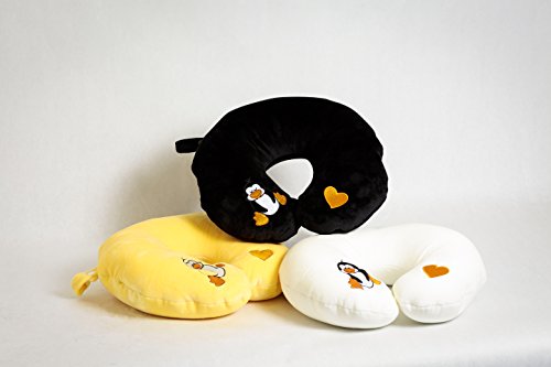 Almohada de viaje de poliéster semicircular negra liviana miniatura 5