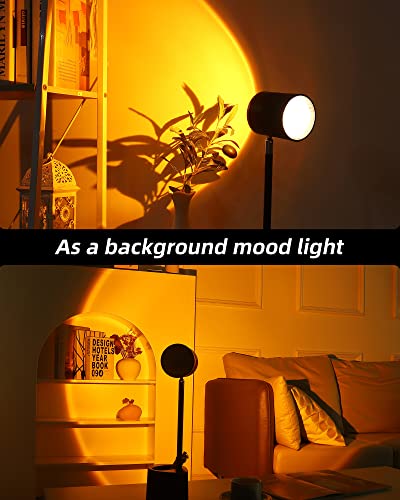 Flymuda Led Desk Lamp With Sunset Lamp, Pen Holder, Led Reading Lamp With 3 Color Modes, 360° Rotation, Battery Operated, Touch Control, Sunset Night Light & Desk Lamp 2 In 1 For Home Office - Black #TOP4