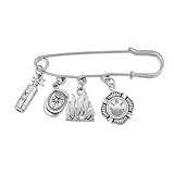 Cadeaux pompiers pour fils et petit-fils : la broche de pompier se compose d'une épingle, d'une breloque de feu, d'une breloque d'extincteur, d'une breloque chapeau de pompier et d'une breloque de pompier, mignonne et délicate, excellente idée de cadeau de pompier pour fils, petit-fils, petit-fils, pompier pour homme