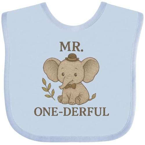 inktastic Adorable Elephant Mr. One-Derful First Birthday Baby Bib