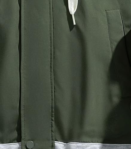 Image of FTIMILD Mens Fake Two Pieces Windbreaker Spring and Fall Vibrant Color Block Coat Lightweight Jacket with Hood