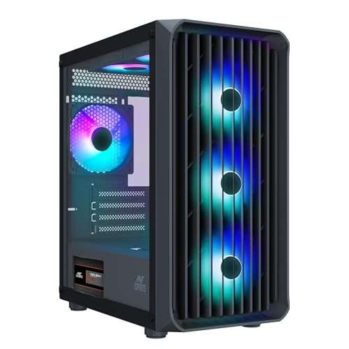 Image of Ant Esports 205 Mini 6F Mini-Tower Computer Case /Gaming Cabinet - Black | Support Micro-ATX, Mini-ITX | Pre-Installed 6 ARGB Fans