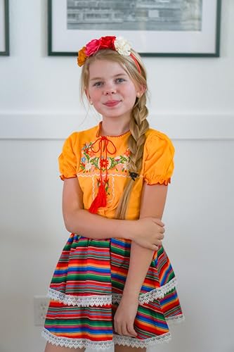 Image of HIHA Toddler Little Girls Mexican Embroidered Skirts Outfit