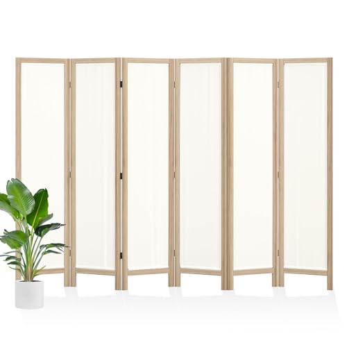 Linen Room Divider Privacy Screen, Foldable Wood Frame Partition Room