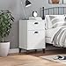 Modern Industrial Bedside Table with Drawer, White Engineered Wood Nightstand for Bedroom Storage