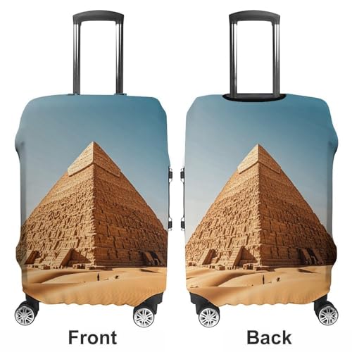 Egyptian Pyramid in Desert Luggage Cover, Washable Elastic Suitcase Cover Protector Fit 18-32 Inch Luggage3