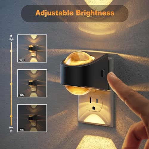 Image of JandCase Night Lights Plug into Wall, 3000K Warm White Projector Night Light, Dusk to Dawn Sensor Night Light Plug in, Dimmable Night Light with Brightness Memory for Bedroom Hallway Stair Nursery