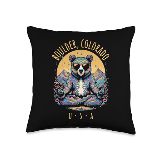 Boulder Colorado Bear Zen Yoga Throw Pillow
