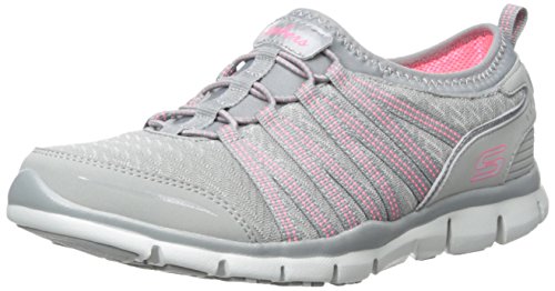 Skechers Women's Gratis Enticing Slip-On Sneaker,Gray/Neon Pink,7.5 M US