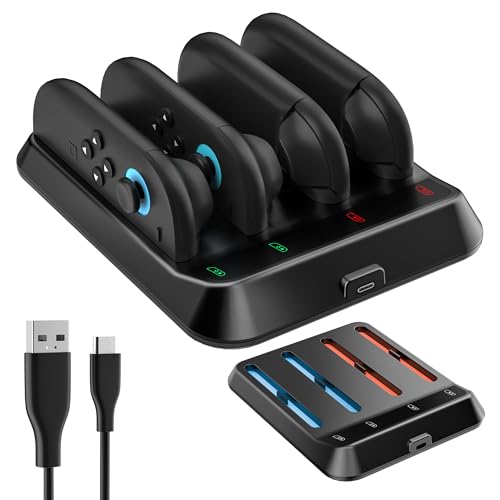 PAWDIARY 4 in 1 Charging Dock for Nintendo Switch 2 Controller(2025 Release), Black Switch 2 Charge Stand Station with a Type-C Charging Cable, Magnetic Design Charge