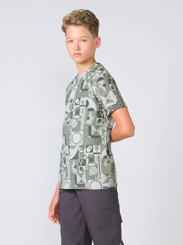 Image of TECHNOSPORT Boys Jacquard Round Neck Slim Fit Sports T Shirt MATPIQ UPF50+ Polyester Regular Sleeve Tshirt for Boys School Outdoor Play Sports Casual
