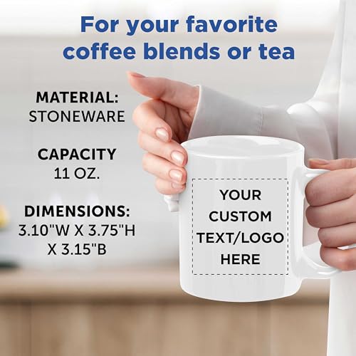 Custom Ceramic Coffee Mugs 11 oz. Set of 10/50/100, Personalized Bulk Pack - Coffee Cup Set, Iced Coffee Cup, Gaming Mug for Dad - White - Image 4