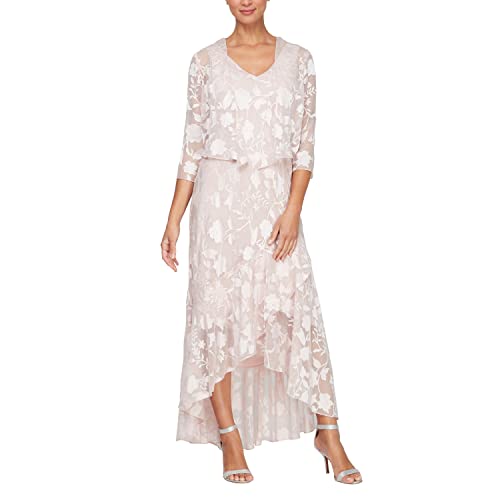 Alex Evenings Womens Sleeveless Printed Chiffon Mid-Length Dress with Jacket