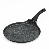 Blackmoor Home Pfannkuchenpfanne 26 cm – Antihaft-Steinbeschichtung, Cool-Touch-Griff, Induktion & Gas geeignet, flacher Crêpes-Tawa, Schwarz 67249