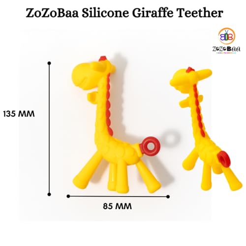 Image of Giraffe Soft Silicone Teether for Baby Gums, Teething Toys for Babies, BPA Free, Pain-Relief, Non-Toxic, 100% Food Grade, Soothing & Smooth Edges Easy to Grasp Chewable - Yellow (Pack of 1)