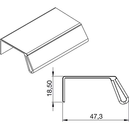 Furnipart 442420040-102/76 Bench Handle Strip, Black, Schwarz matt gebürstet/Schwarz - Image 4
