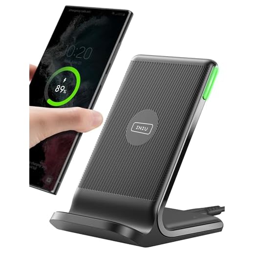 Caricatore Wireless, INIU 15W Ricarica Rapida Wireless Phone Charger Holder Wireless Luce adattiv Supporto Telefono per iPhone 15 14 13 12 11 Pro Max Mini SE X XR Samsung Galaxy S22 S21 Google Pixel