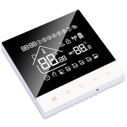 Termostato programable WiFi, para calefacción eléctrica por suelo radiante y calderas de pared, programador de 7 días con control de aplicación, color negro