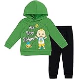 CoComelon JJ Toddler Boys Fleece Pullover Hoodie and Pants Outfit Set Black/Green 4T