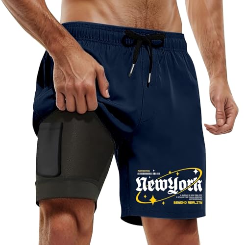 Short de bain homme bermuda blanc léger avec slip intégré pour l'été