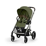 CYBEX Gold Kinderwagen Balios S Lux, Ergonomische Liegeposition, Einhand-Gurtsystem, Ab Geburt bis 22 kg (ca. 4 Jahre), Moss Green