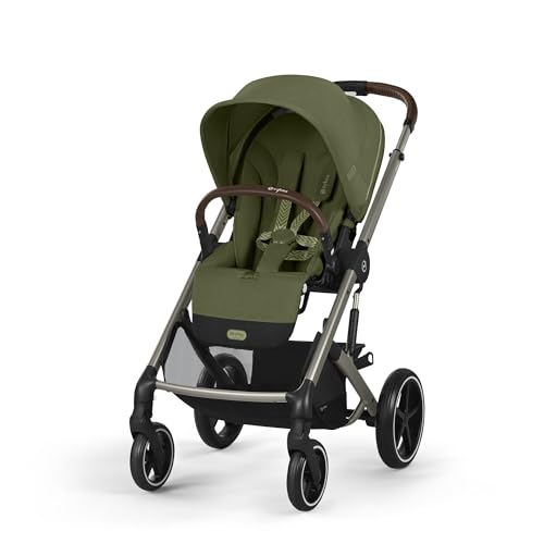 CYBEX Gold Poussette Balios S Lux, Position Allongée Ergonomique, Système de Ceinture à Une Main, De la Naissance à 22 kg (Environ 4 Ans), Moss Green