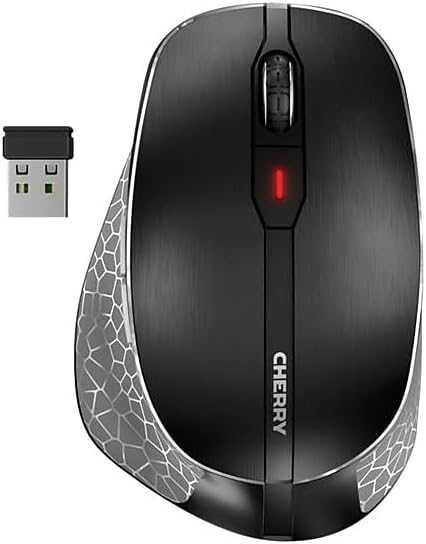 Cherry MW 8C Ergo Wireless and Rechargeable Mouse Ergonomic Right-Handed Bluetooth® or Wireless Connection AES-128 Encrypted High-Precision Sensor Black
