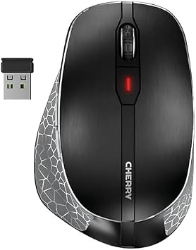 Cherry MW 8C Ergo Wireless and Rechargeable Mouse Ergonomic Right-Handed Bluetooth or Wireless Connection AES-128 Encrypted High-Precision Sensor Black