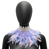 JAWSEU Collar gótico de plumas, chal, cuello de plumas, chal de plumas, cuello de estola, poncho de plumas para mujer, chal de plumas para mujer, decoración de disfraces de Halloween