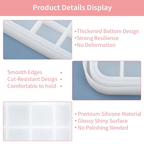 Oval + Rectangle Silicone Tray Molds For Epoxy Resin, Diy Storage Container Casting Resin Serving Board Mold With Edges For Jewelry Holder Home Decoration Crafts (White) #TOP3