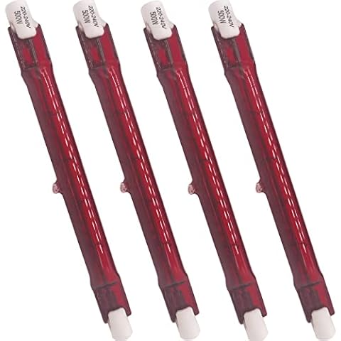 EatPitaya Quartz Ruby Heater Bulb, Patio Heater Lamp Heat Blub for Heatmaster U3 Heater, Halogen R7 Heating Bulb, 500 Watt, 240V, 118mm, 4 PCS Cover