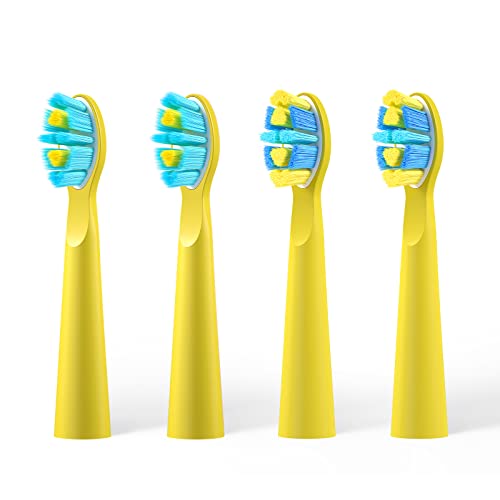 Seago Kids Electric Toothbrush Brush Heads, Electric Toothbrushes Heads for SG2303/SG958, Brush Replacement Heads Pack of 4 (4pcs-Yellow)