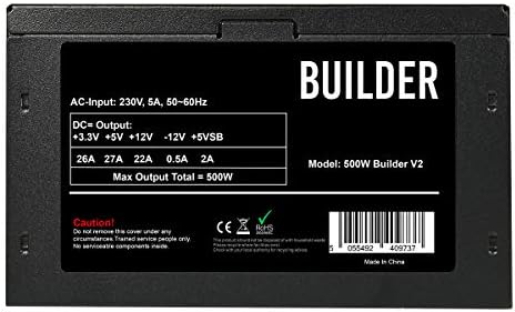 CiT Builder 500W Power Supply, Non Modular, PPFC, 70% Efficiency, 12cm Cooling Fan, An Excellent Entry Level Power Supply, No Power Cable Included | Black