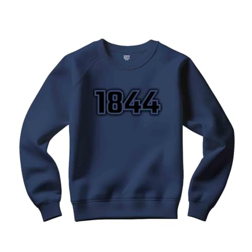 Sweatshirt unisexe bleu marine 1844 style vintage décontracté