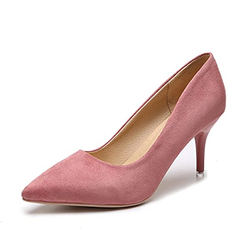 High Heels for Women, Womens Pointed Toe Pumps High Heels Slip on Stilettos Classic Dress Wedding Shoes Party Office Lady Casual Stiletto Pumps (Pink, 7.5)