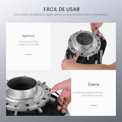 Miniatura 2 de Neewer 45cm Softbox Octagonal Bowens Mount, Configuración Rápida Plegable Con Difusores Rejilla De Panal Bolsa Para Q4 Rgb Cb60 Ms60b Ms60c Ms150b Compatible Con Godox Aputure Luz Estudio Video, Ns1p