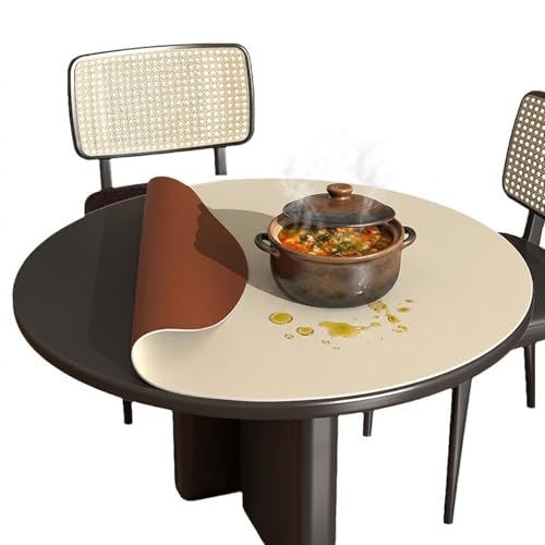 PU���U�[ �~�` �e�[�u���}�b�g 70/110/120/100/80/90 cm 2mm�� ���� ���o�[�V�u�� �h�� ���� �ϔM �f�X�N�}�b�g �~�` ���h�~ ����h�~ �@���� �e�[�u���N���X �H�� �_�C�j���O �L�b�`�� �T�C�Y�I�[�_�[�\(Beige+Br