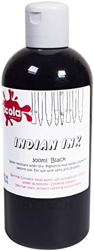Scola 300ml Black Indian Drawing Ink Water Based Artist Pigment