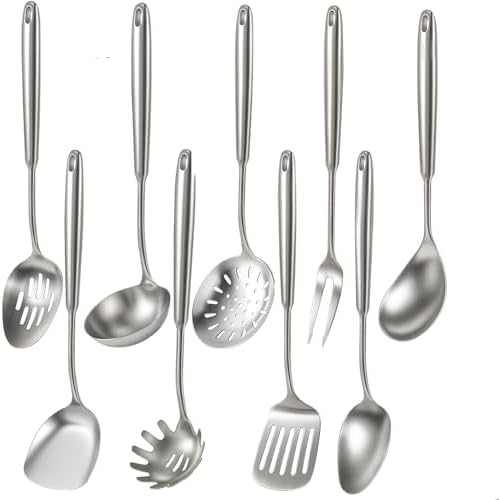 Newness 9 Pcs Cooking Utensils Set, 304 Stainless Steel Kitchen U...