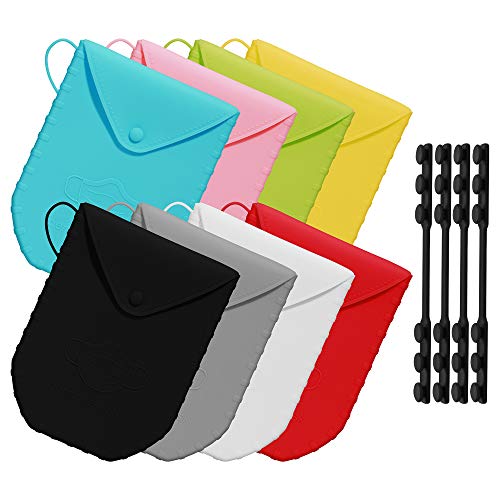 ELFRhino Mask Storage Clip Holder Face Masks Case Foldable Storage Bag Portable Mask Organizes for Mask Pollution Prevention Disposable Face Masks Organizer Set of 8 with 4 Pcs Mask Strap Extender