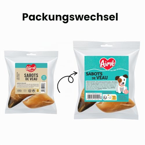 Aimé – Kalbshuf für Hunde – Leckerli für gesunde Hunde – fördert das Kauen von Langer Dauer – zum Geben zwischen den Mahlzeiten – reduziert Angst und Stress – Gute Zahngesundheit – 3 Stück