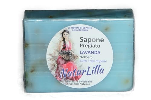 Jabón Vegetal de Lavanda NaturLilla – 2 Piezas de 100g | Delicado, Nutritivo, Emoliente | Con Aceite Esencial de Lavanda, Aceite de Coco y Oliva | Para Pieles Sensibles, Secas