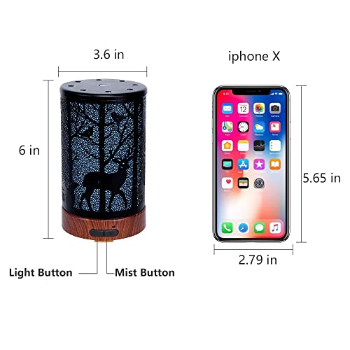 Aromatherapy Diffusers With 7 Colors Lights Metal Ultrasonic Essential Oil Diffusers Waterless Auto Shut-Off Essential Oil Diffuser Cool Mist (Deer) #TOP2