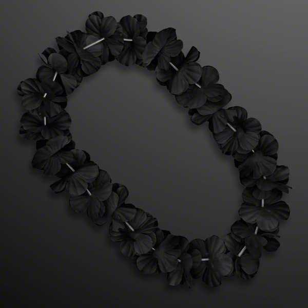 Black Satin Hawaiian Flower Lei Necklace3