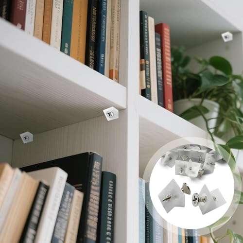 TXXATX Rückwandverbinder 200 Stück Schrankrückwand Befestigung Weiß Schubladen Keile mit Schrauben Rückwandschrauben Schubladenboden Verstärkung für Bücherregale Schubladen Schuhregal Tisch