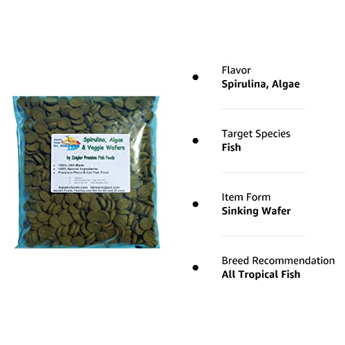 Sinking Wafers Of Algae & Spirulina Ideal For Plecos, Bottom Fish, Catfish, Shrimp, Snails, Crayfish, All Herbivorous And Omnivorous Tropical Fish. - Zeigler Wafers …1/2-Lb #TOP6