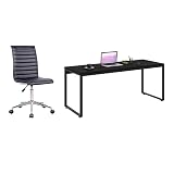Conjunto de Mesa Kuadra com Cadeira de Escritório Secretária Giratória Marilyn Preta